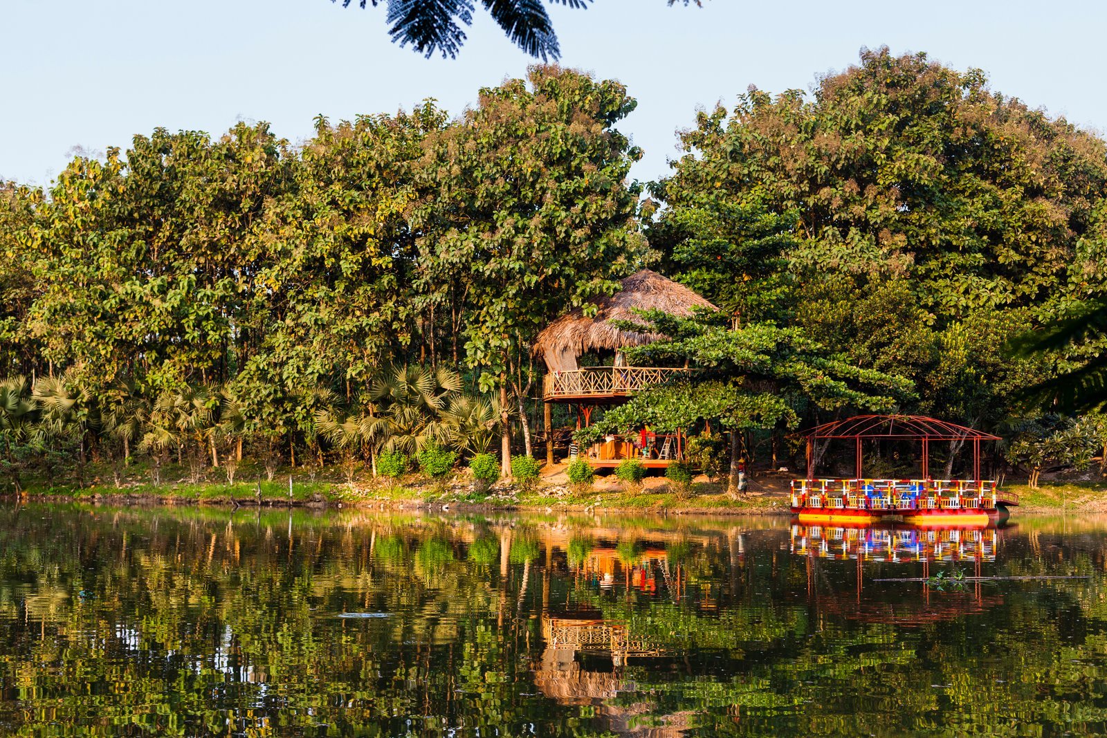 Lake and gardens at Aranya Eco Resort in Bangladesh